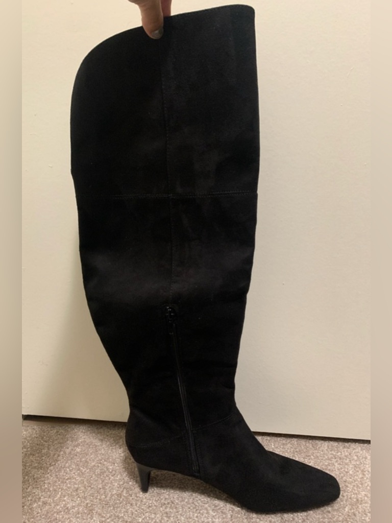 Worthington Black Over-The-Knee Suede Boots With Kitten Heel